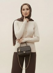 Pamuklu Kol Detaylı Body - Bej