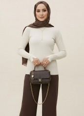 Pamuklu Kol Detaylı Body - Krem