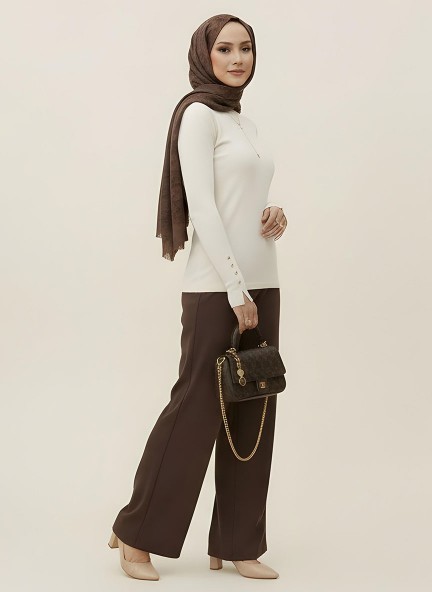 Pamuklu Kol Detaylı Body - Krem