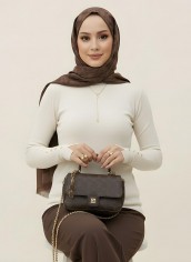 Pamuklu Kol Detaylı Body - Krem