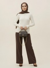 Pamuklu Kol Detaylı Body - Krem