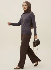 Pamuklu Kol Detaylı Body - Mürdüm