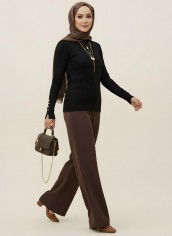 Pamuklu Kol Detaylı Body - Siyah