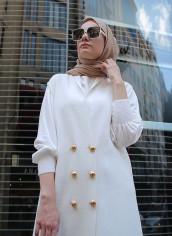 Çift Çelik Örme Yelek - Ekru