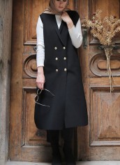 Çift Çelik Örme Yelek - Siyah